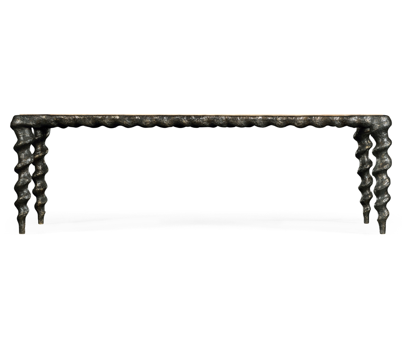 Karinta Antique Brass Coffee Table with Oyster Veneer Top