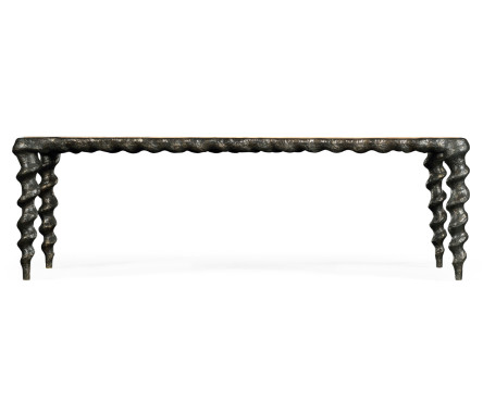 Karinta Antique Brass Coffee Table with Oyster Veneer Top