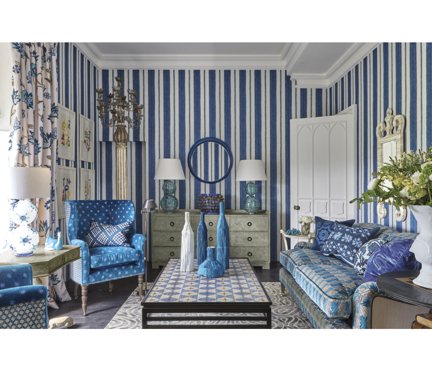 Haygrove White & Blue Marquetry Coffee Table