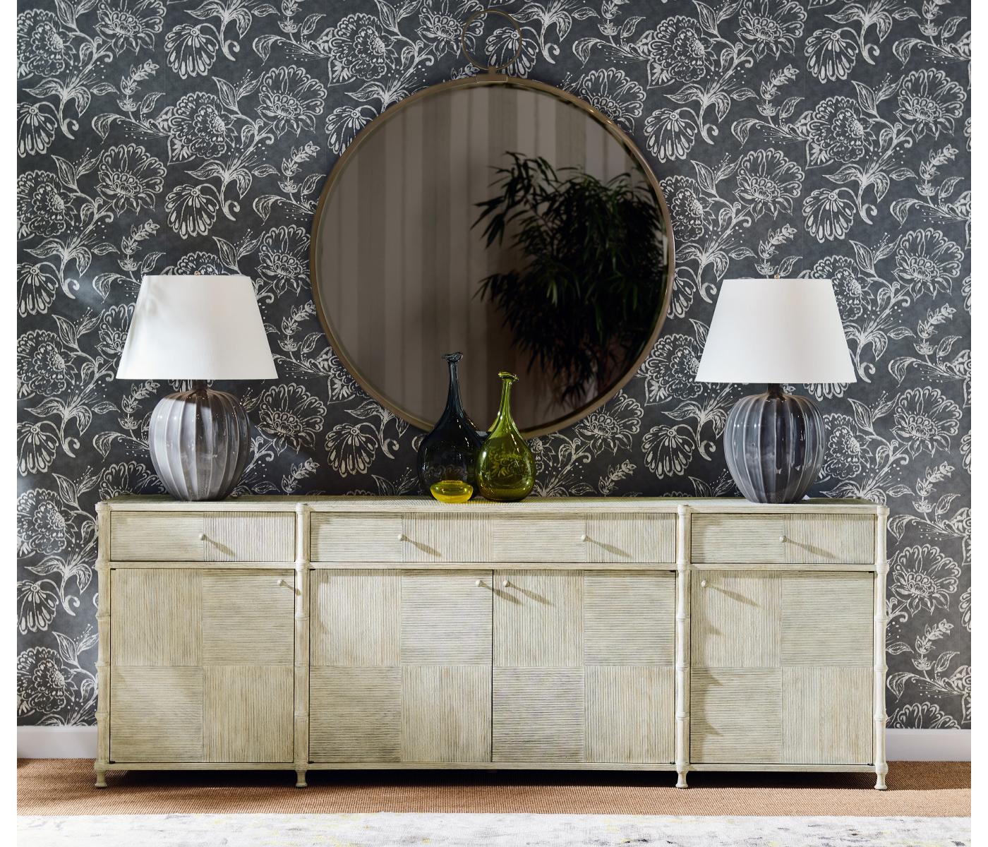 Circular Avalone Bronzed Stainless Steel Wall Hanging Mirror