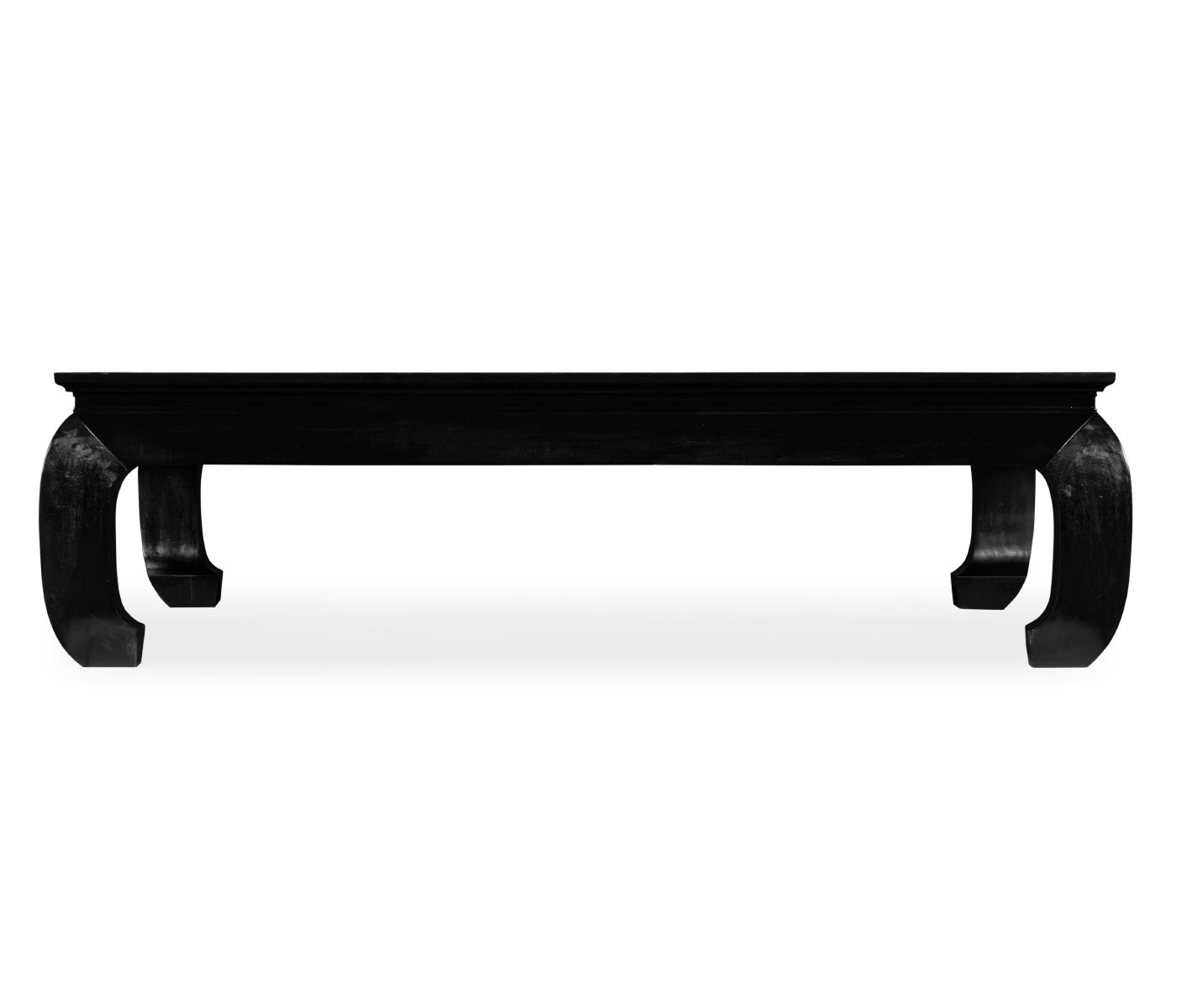 Square Ming Ebonized Coffee Table with Black Glass Top