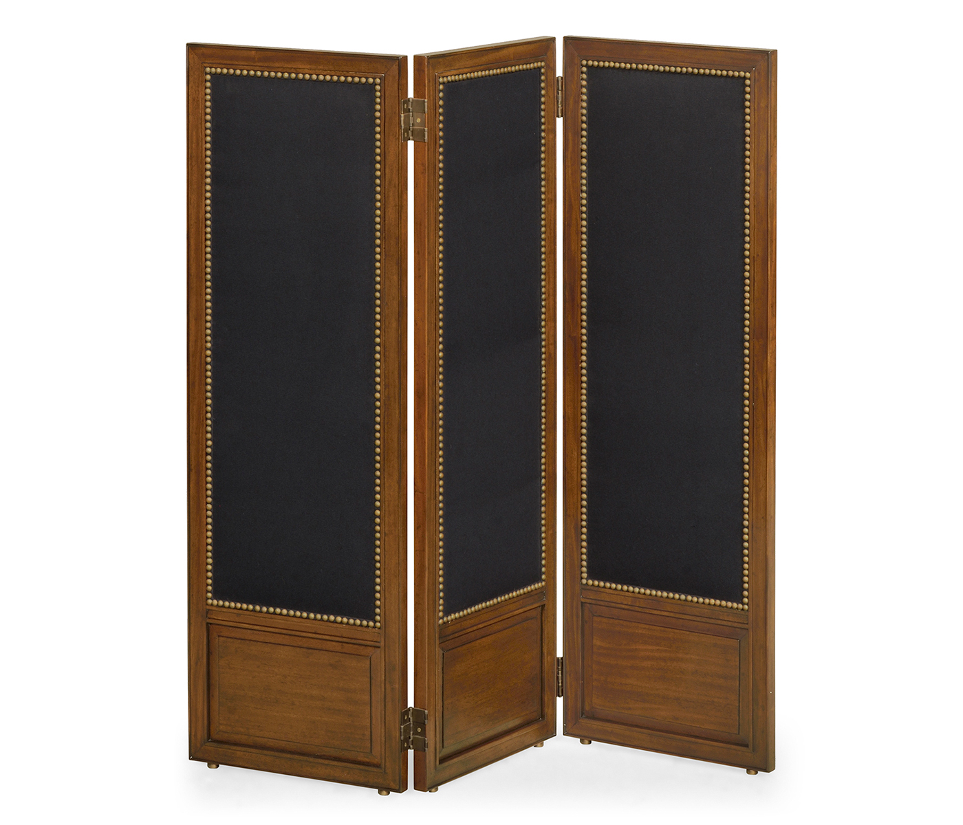 Medium Mahogany & Black Linen Folding Screen