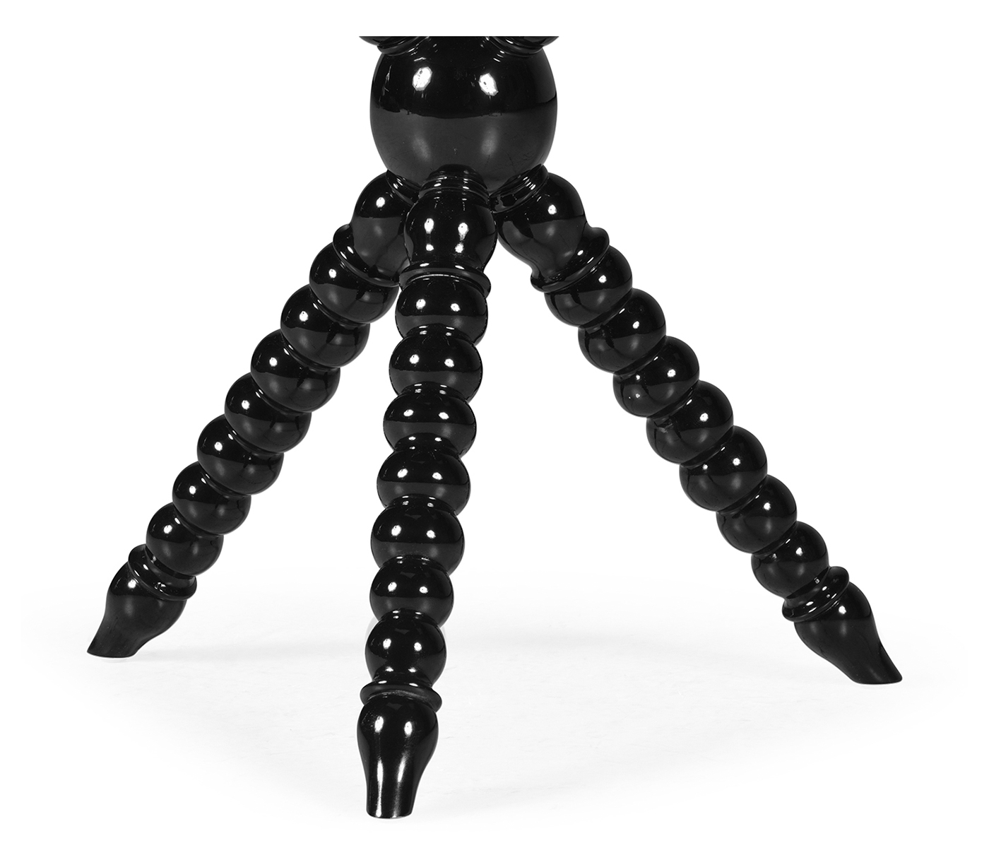 Black Edwardian Campaign Side Table with Glass Top