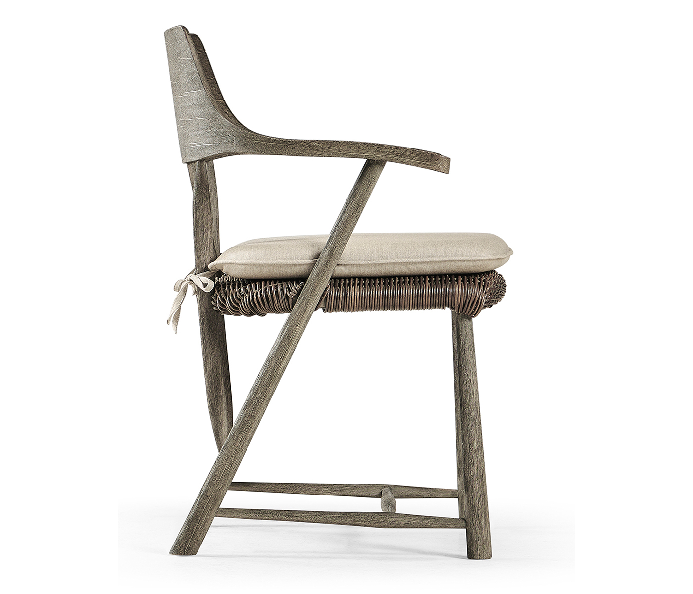 Smokers Style Grey & Rattan Dining Chair with Cushion