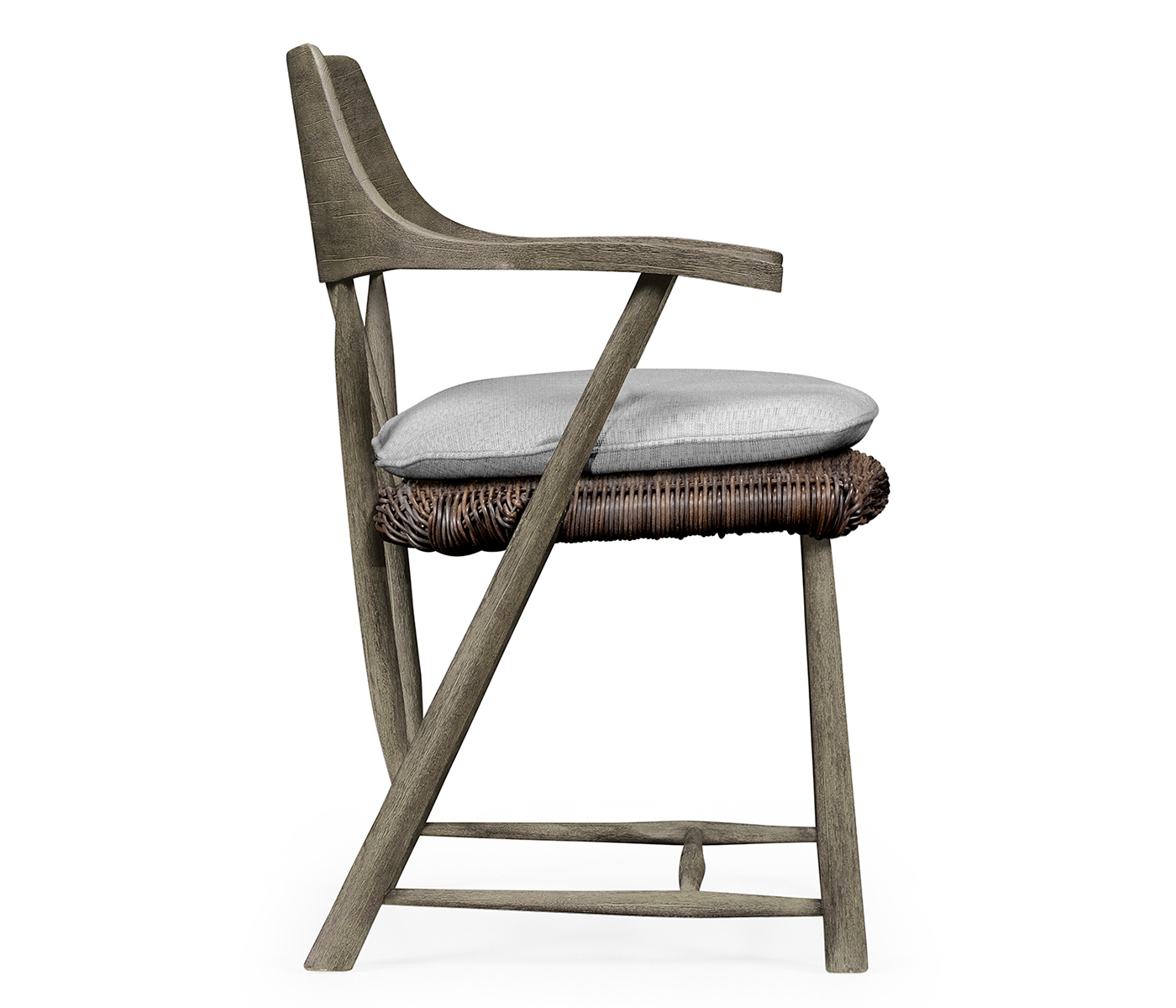 Smokers Style Grey & Rattan Dining Chair with Cushion