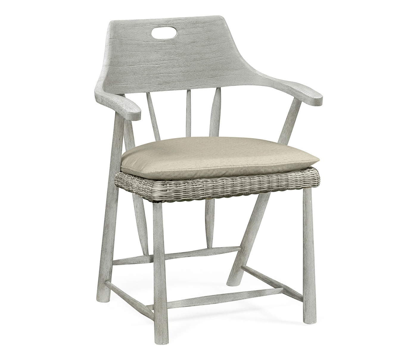 Smokers Style Cloudy Grey & Rattan Dining Chair with Cushion