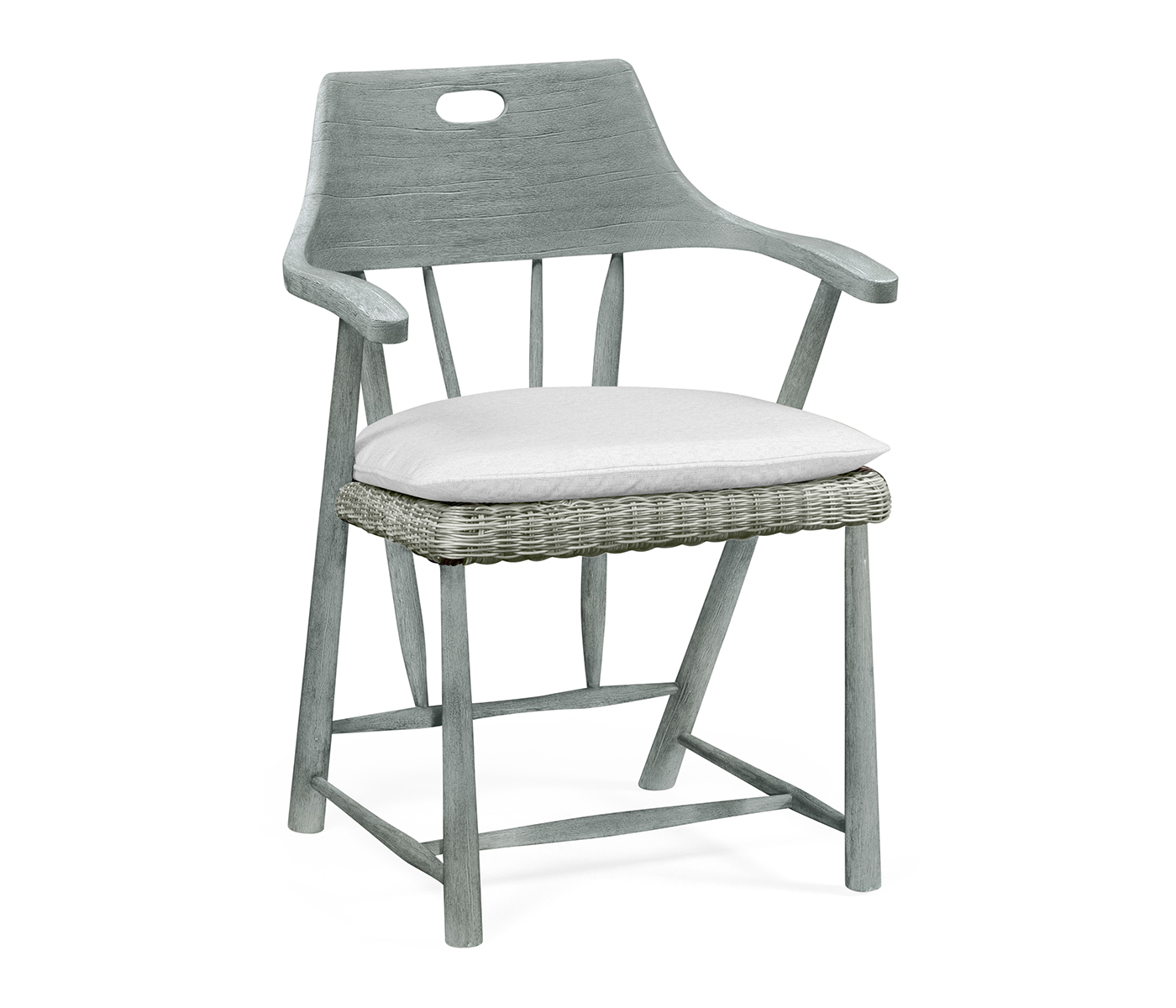 Smokers Style Cloudy Grey & Rattan Dining Chair with Cushion