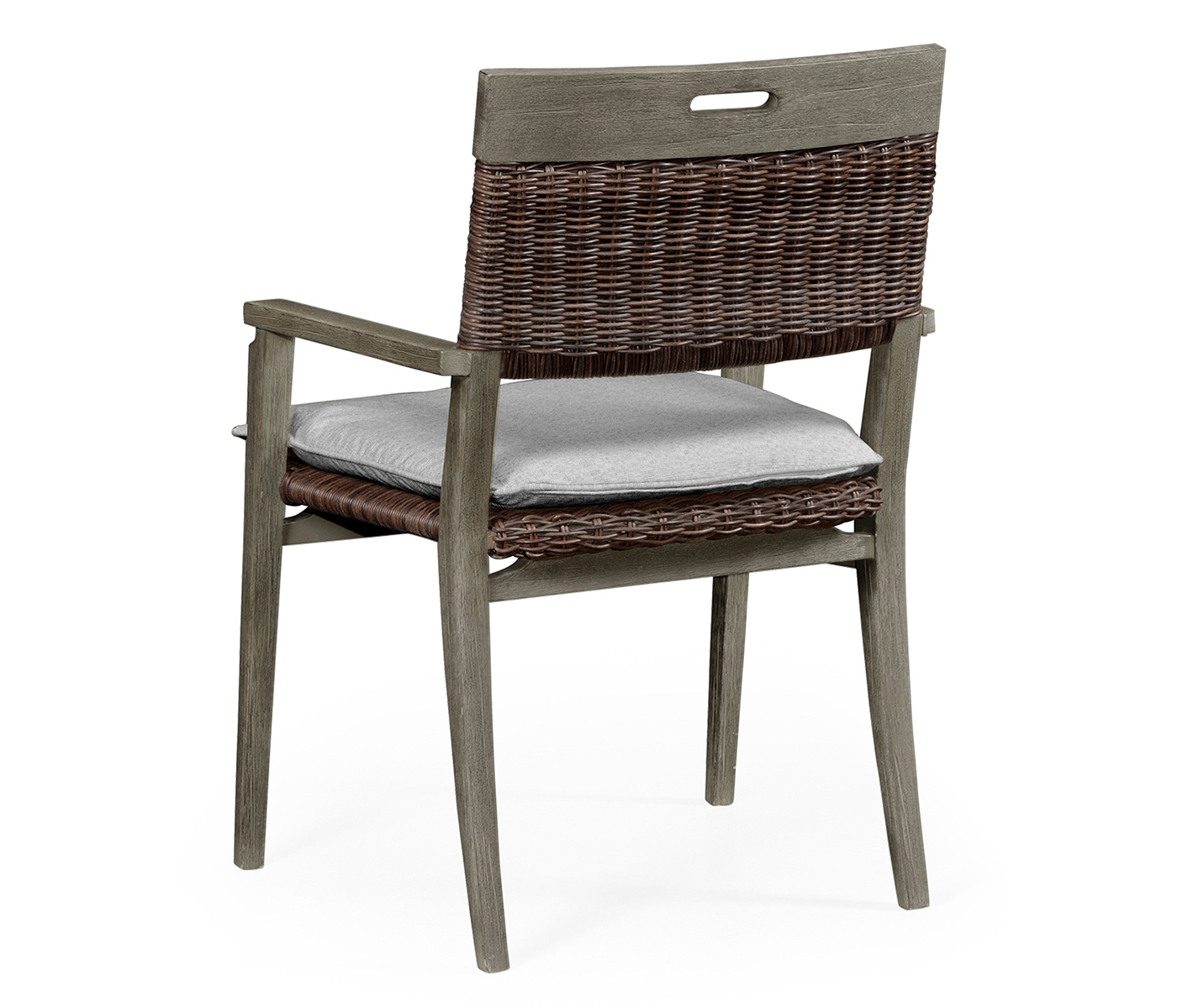 Square Back Grey & Rattan Dining Chair with Cushion