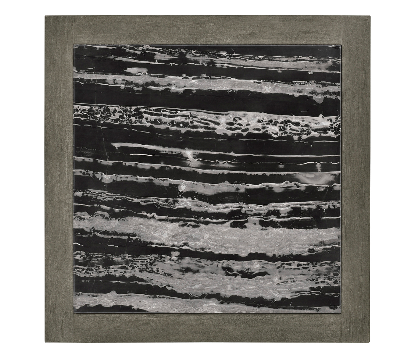 Square Grey & Rattan Coffee Table with a Black Marble Top