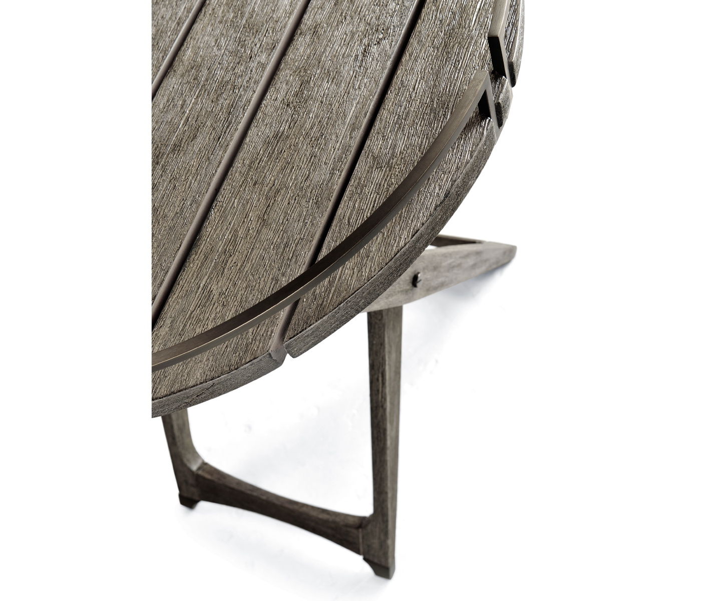 Round Folding Grey & Antique Brass Tray End Table