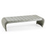 Rectangular Cloudy Grey & Rattan Cocktail Table with Curved Ends