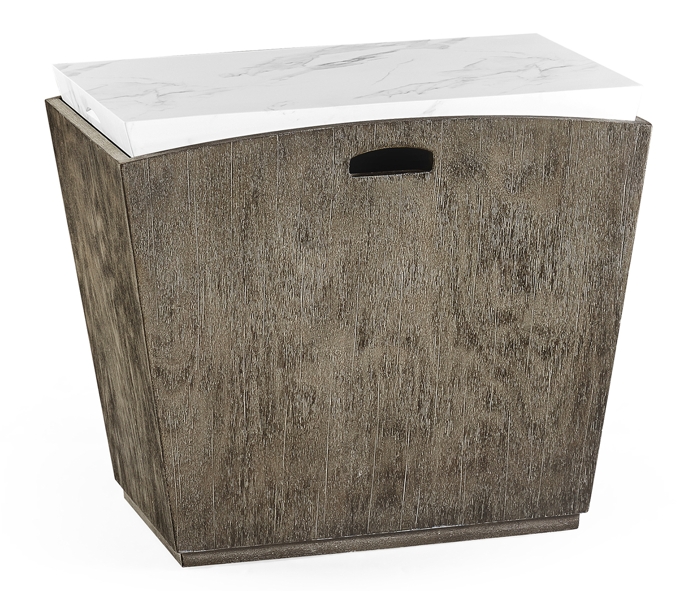 Rectangular Grey & Faux White Marble Storage End Table