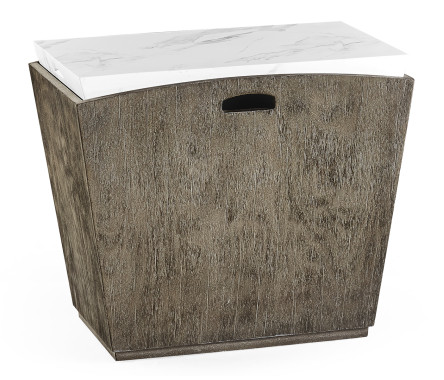 Rectangular Grey & Faux White Marble Storage End Table