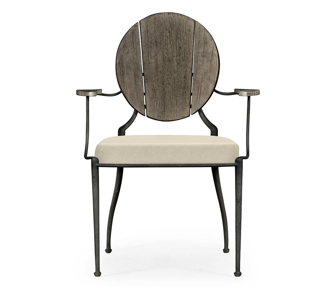 Circle Back Grey & Iron Dining Arm Chair