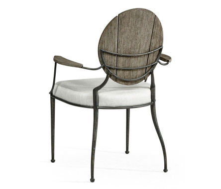 Circle Back Grey & Iron Dining Arm Chair