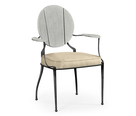 Circle Back Cloudy Grey & Iron Dining Arm Chair