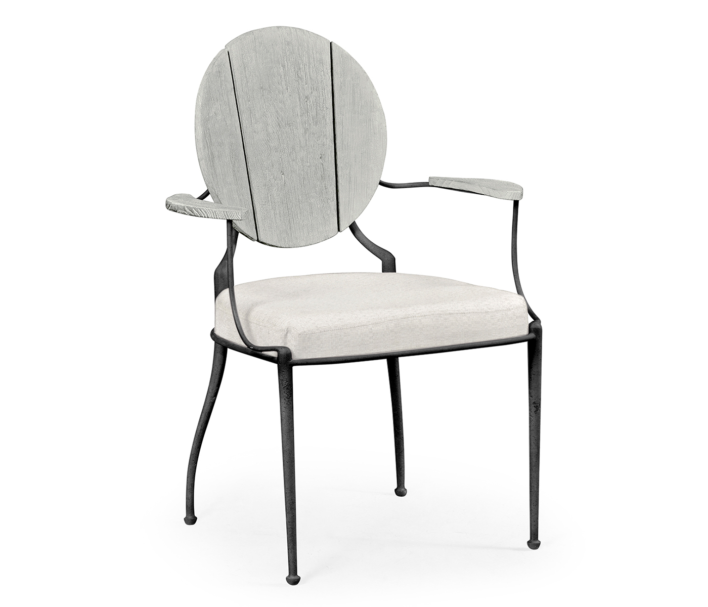 Circle Back Cloudy Grey & Iron Dining Arm Chair