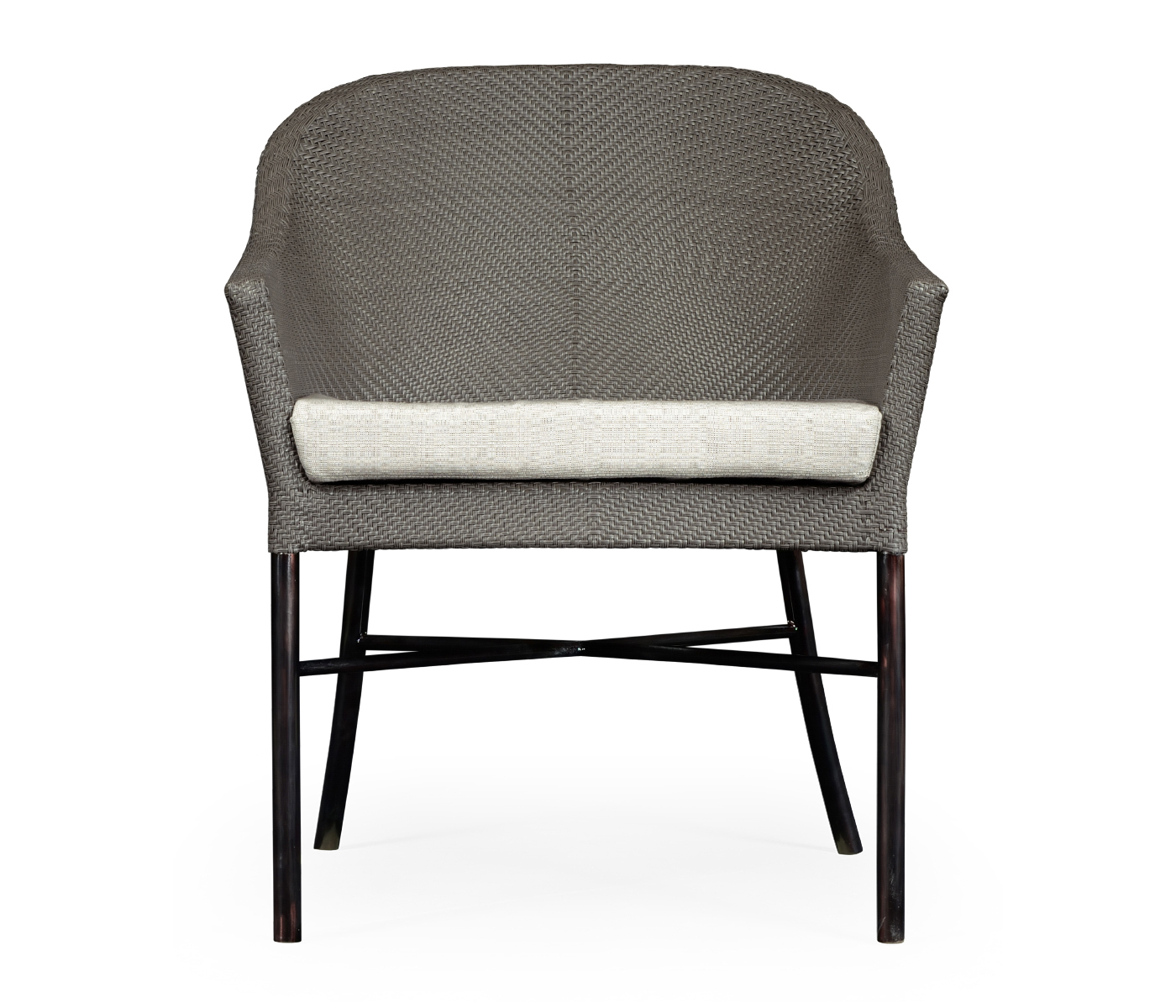 Rounded Back Mocha Steel & Dark Grey Rattan Dining Chair with Cushion