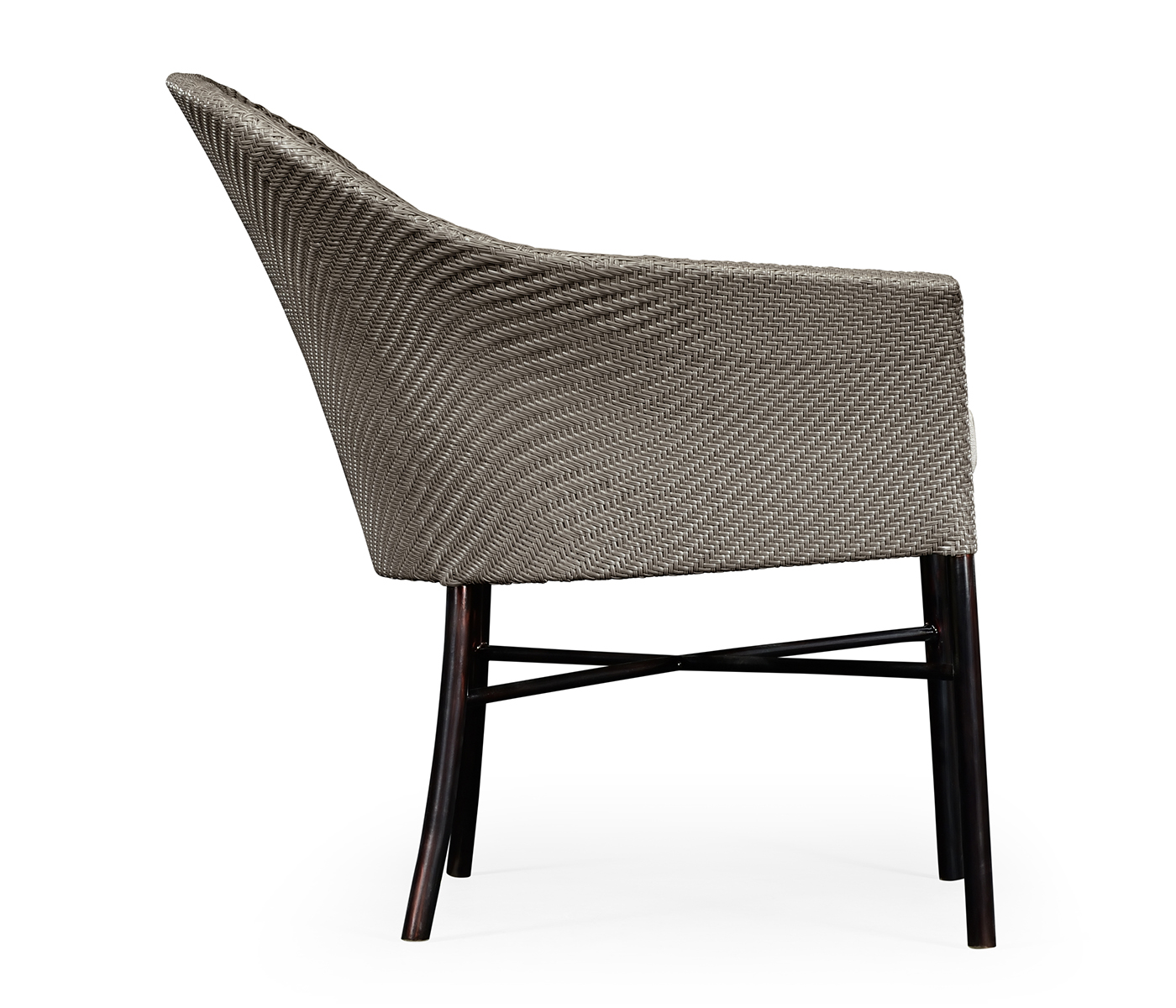 Rounded Back Mocha Steel & Dark Grey Rattan Dining Chair with Cushion