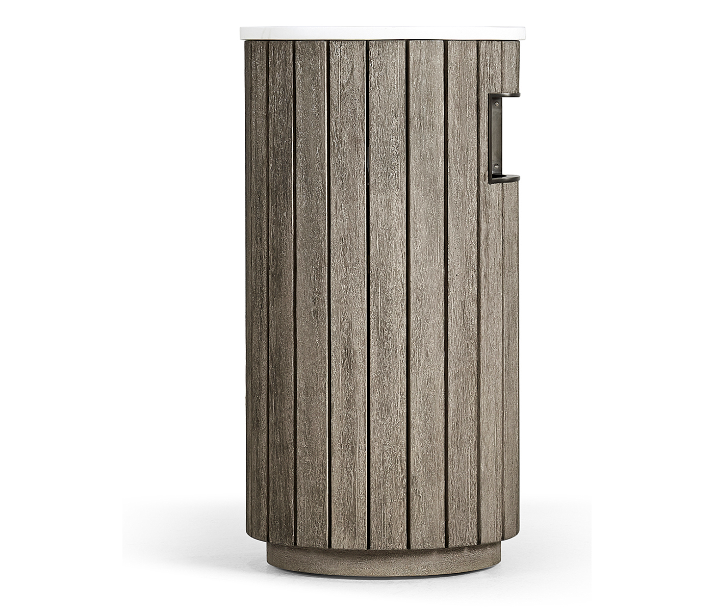 Round Grey & Antique Brass Wastebasket with Faux Marble Top