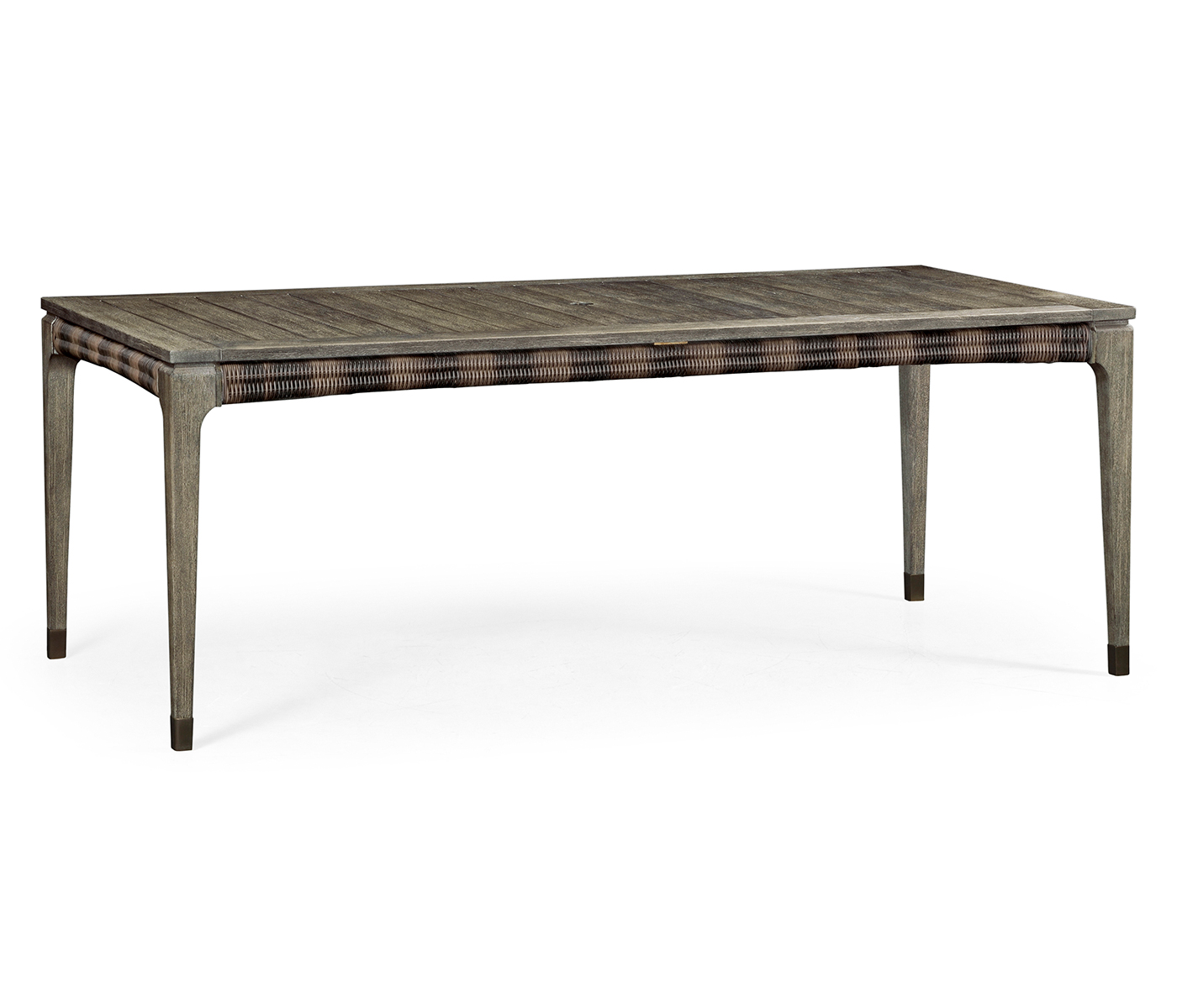 Rectangular Grey & Rattan Dining Table