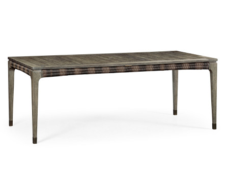 Rectangular Grey & Rattan Dining Table