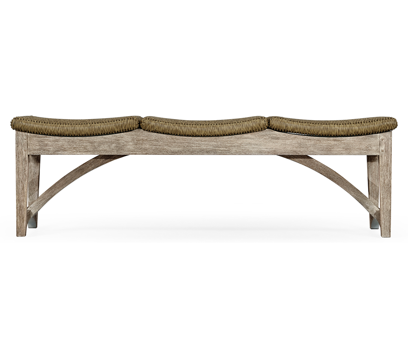 Three-Seat Navajo Sand & Light Natural Rattan Bench