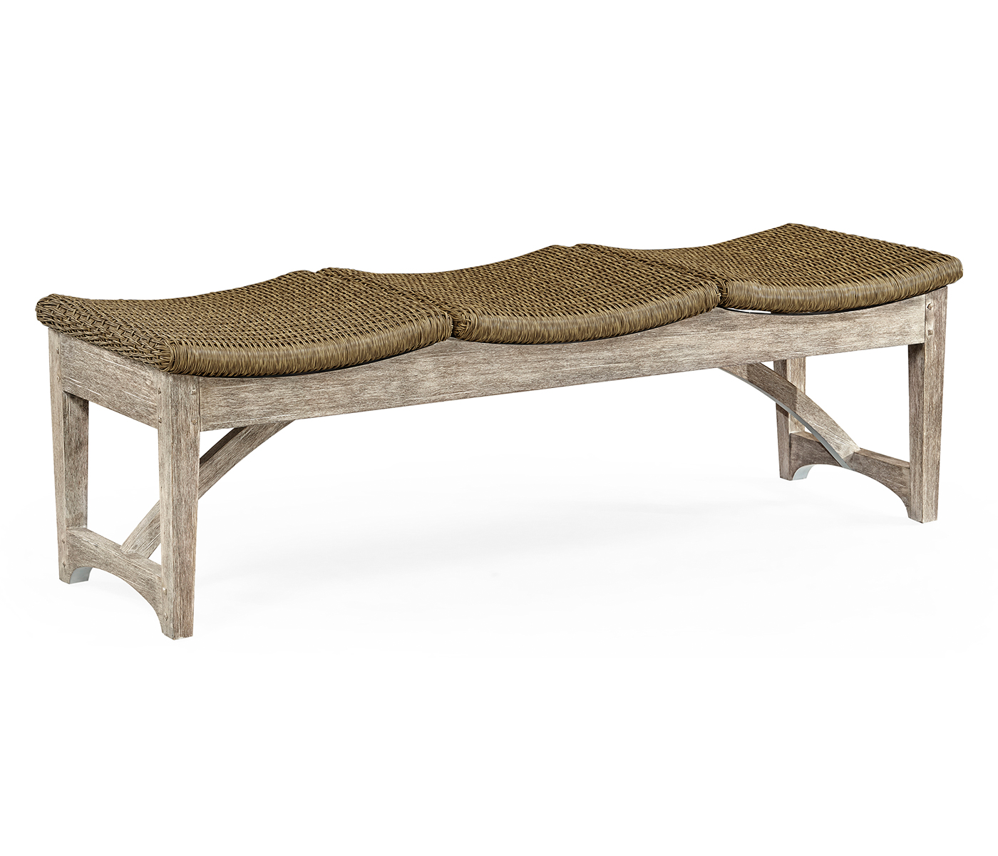 Three-Seat Navajo Sand & Light Natural Rattan Bench