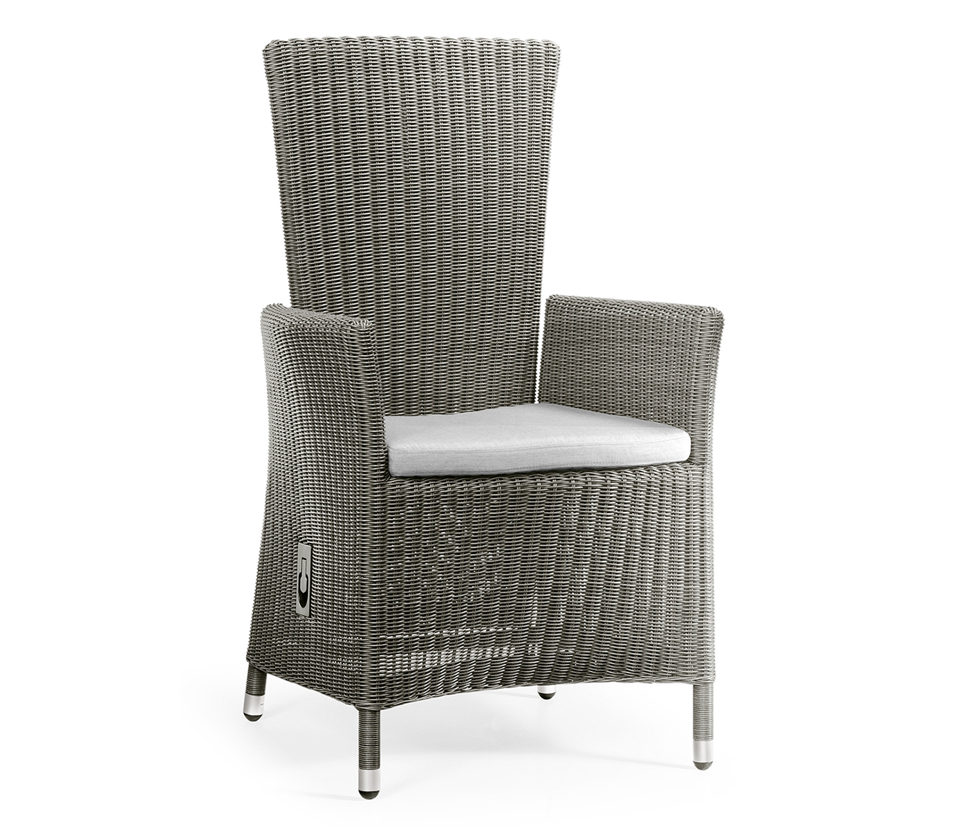 Grey Wicker Rattan Dining Chair with Reclining Back